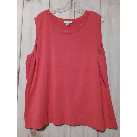 CJ Banks Sweater Ladies 3x Coral‎ Sleeveless Crew Neck - Picture 1 of 6